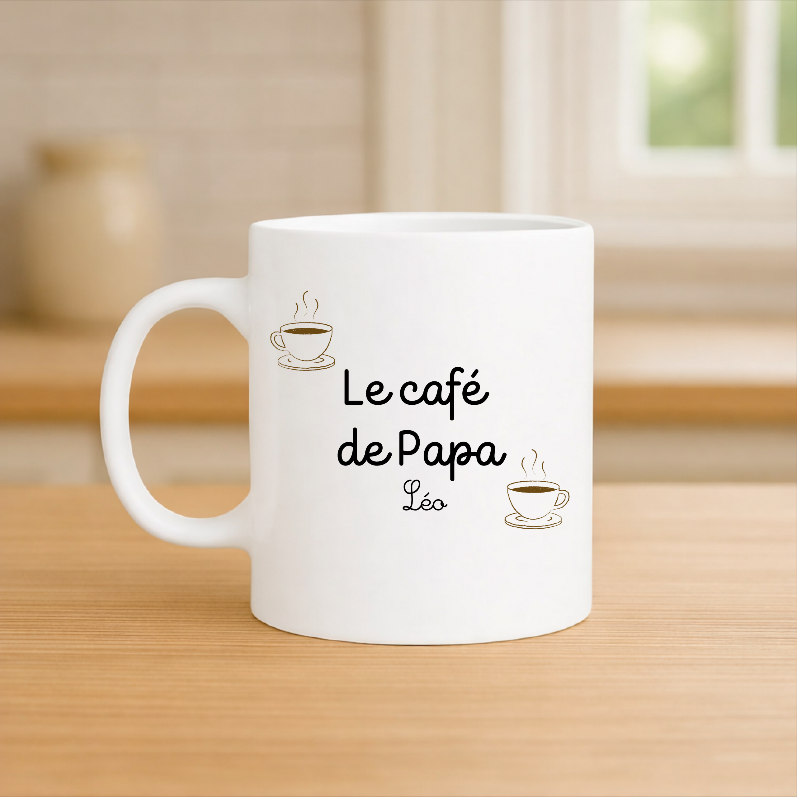 Mug le café de papa personnalisé 320 ml – Cadeau fête des pères original – Tasse papa avec prénom enfant – Mug café papa