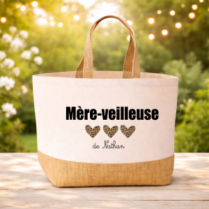 Sac cabas maman personnalisé, sac maman fête des mères, cadeau maman prénom enfant, sac cabas personnalisé maman, sac shopping maman