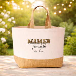 Sac cabas maman personnalisé, cadeau fête des mères maman, sac maman formidable prénom enfant, sac cabas personnalisé maman, sac shopping