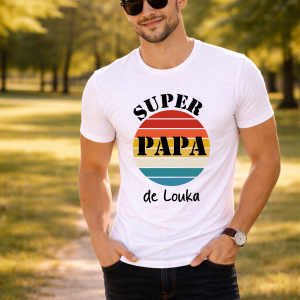 T-shirt Papa Personnalisé Mots – Tee Shirt Homme Personnalisable Gentil Patient Protecteur – Cadeau Fête des Pères – Idée Cadeau Papa Unique