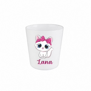 Gobelet enfant personnalisé prénom chat fille, gobelet incassable enfant, verre enfant personnalisé chat rose, gobelet école maternelle