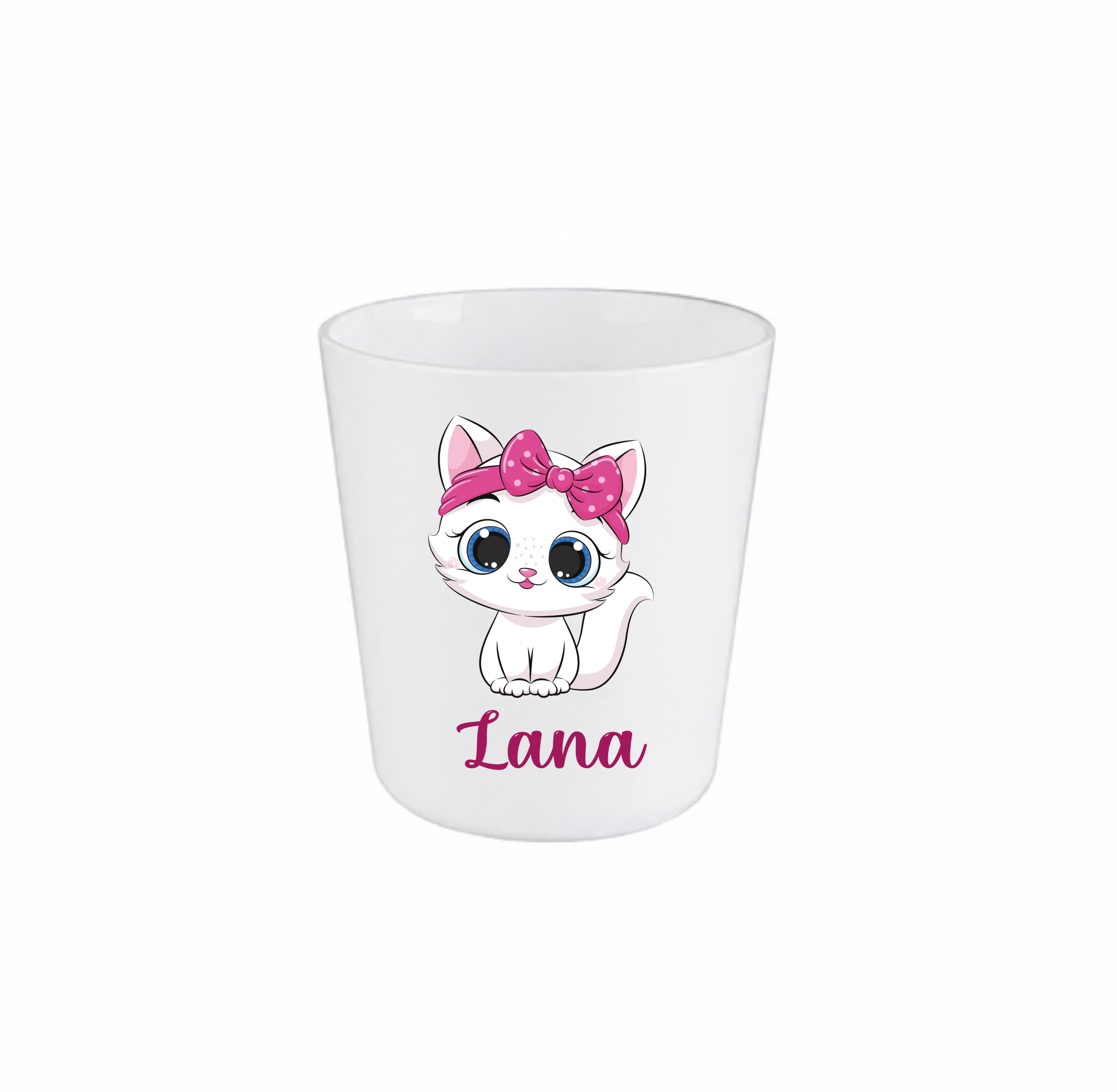 Gobelet enfant personnalisé prénom chat fille, gobelet incassable enfant, verre enfant personnalisé chat rose, gobelet école maternelle