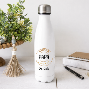 Gourde Papa Personnalisée 750 ml – Super Papa Élégant avec Prénom – Cadeau Fête des Pères – Bouteille Inox – Idée Cadeau Homme
