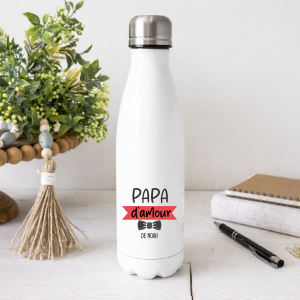 Gourde Papa d’Amour Personnalisée 750 ml – Bouteille Inox avec Prénom – Cadeau Fête des Pères – Idée Cadeau Homme Originale