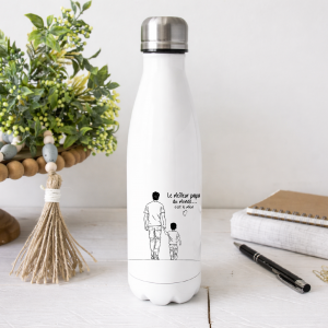 Gourde Papa Personnalisée 750 ml – Le Meilleur Papa du Monde C’est le Mien – Cadeau Fête des Pères Émotion – Bouteille Inox