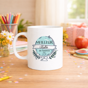 Mug maître personnalisé fin d’année scolaire, cadeau merci maître original avec prénom, tasse école 320 ml
