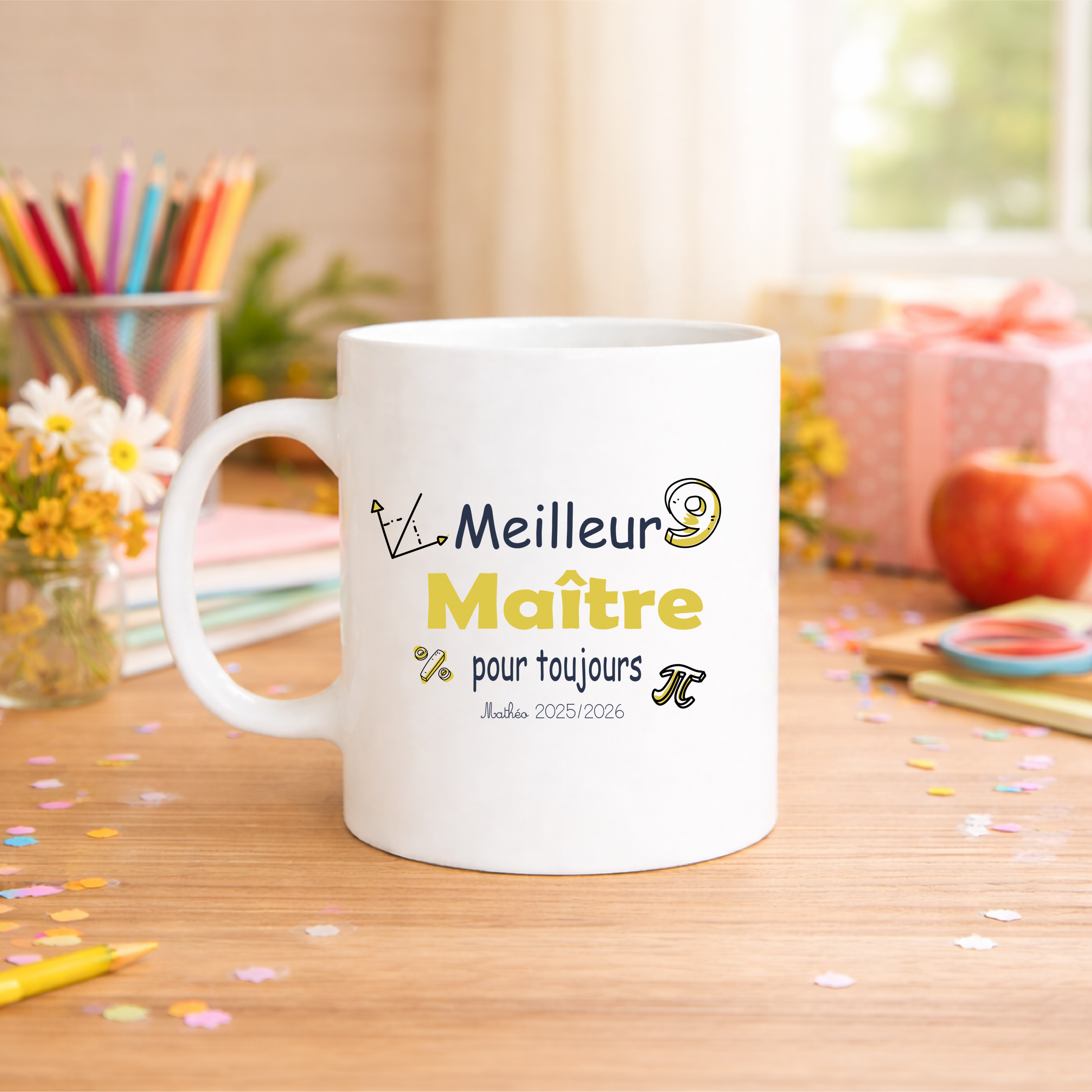 Mug maître personnalisé fin d’année scolaire, cadeau meilleur maître pour toujours avec prénom et année, tasse école 320 ml
