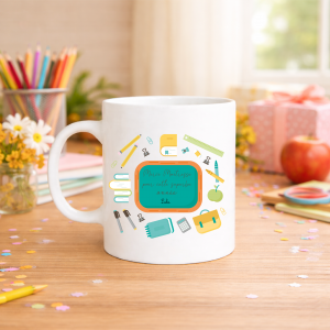 Mug personnalisé maîtresse merci fin d’année scolaire, tasse école avec prénom, cadeau maîtresse original 320 ml