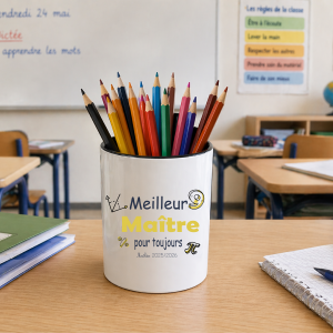 Pot à crayons maître personnalisé cadeau fin d’année scolaire, meilleur maître pour toujours, pot stylos école 325 ml