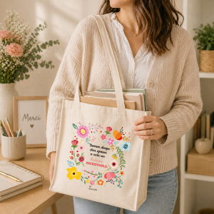 Tote bag maîtresse incroyable personnalisé, cadeau fin d’année scolaire maîtresse, sac coton prénom, idée cadeau maîtresse original